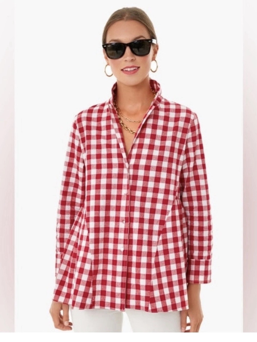 TUCKERNUCK- Pomander Place Apple Red Gingham Scarlett Button Down Shirt Size S